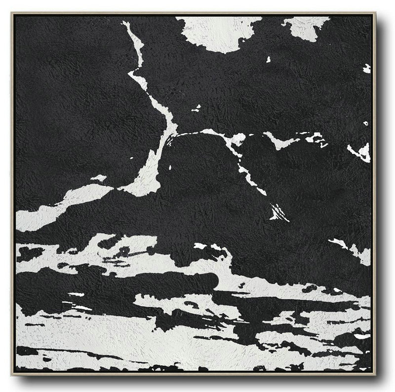 Oversized Minimal Black And White Painting,Modern Art #A0L5